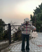 Colorful Stripe Fleece Jacket