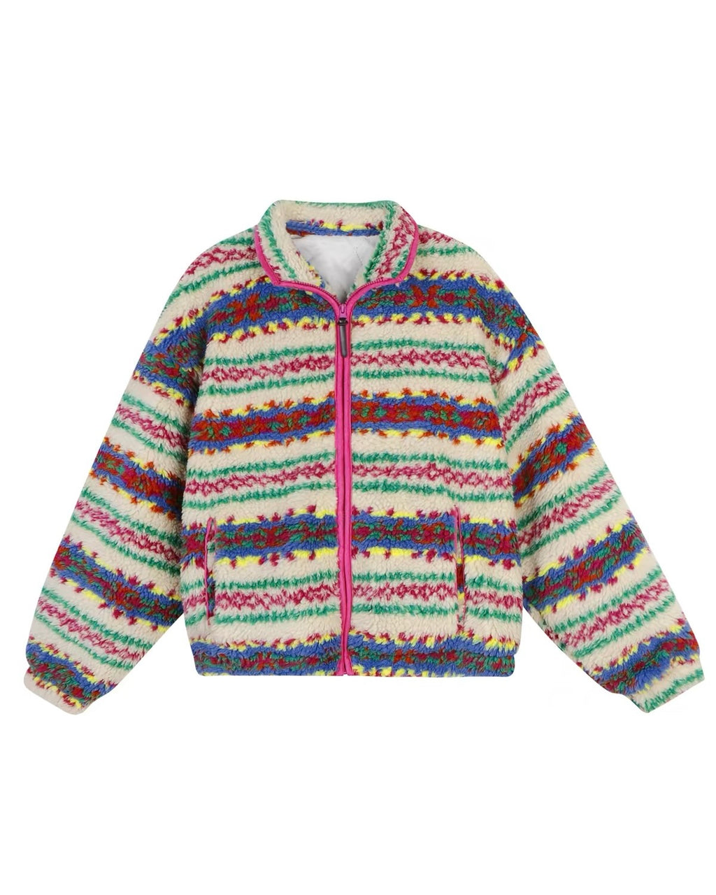 Colorful Stripe Fleece Jacket
