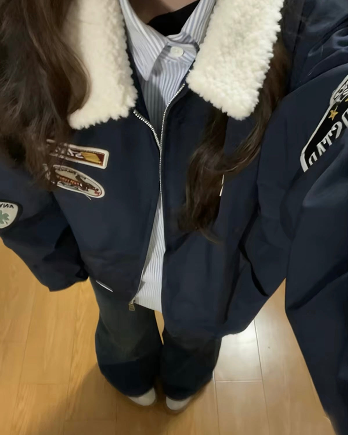 Fur Collar Bomber Jacket