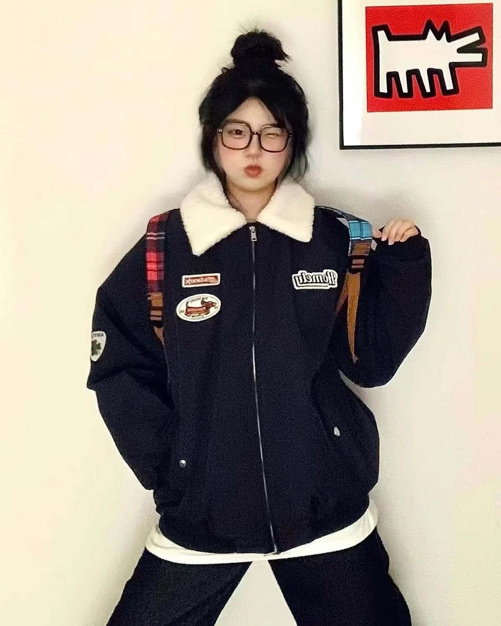 Fur Collar Bomber Jacket