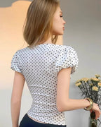 Polka Dot Ruched Blouse