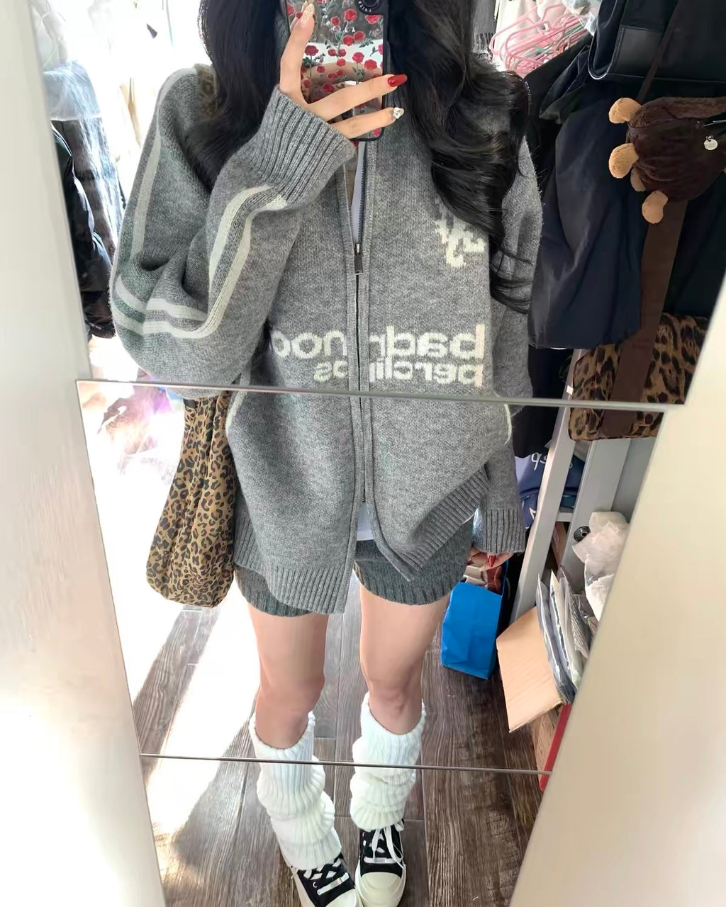 Oversized Knit Zip-Up Cardigan