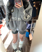 Oversized Knit Zip-Up Cardigan