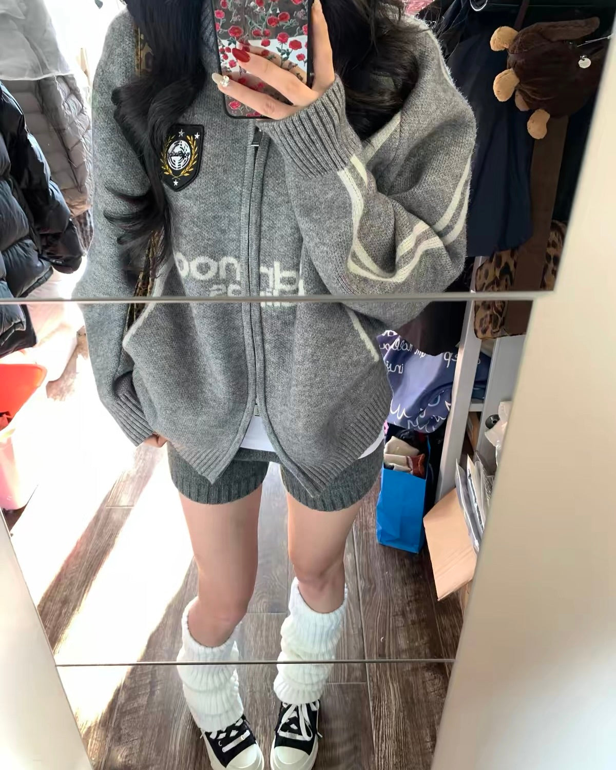 Oversized Knit Zip-Up Cardigan