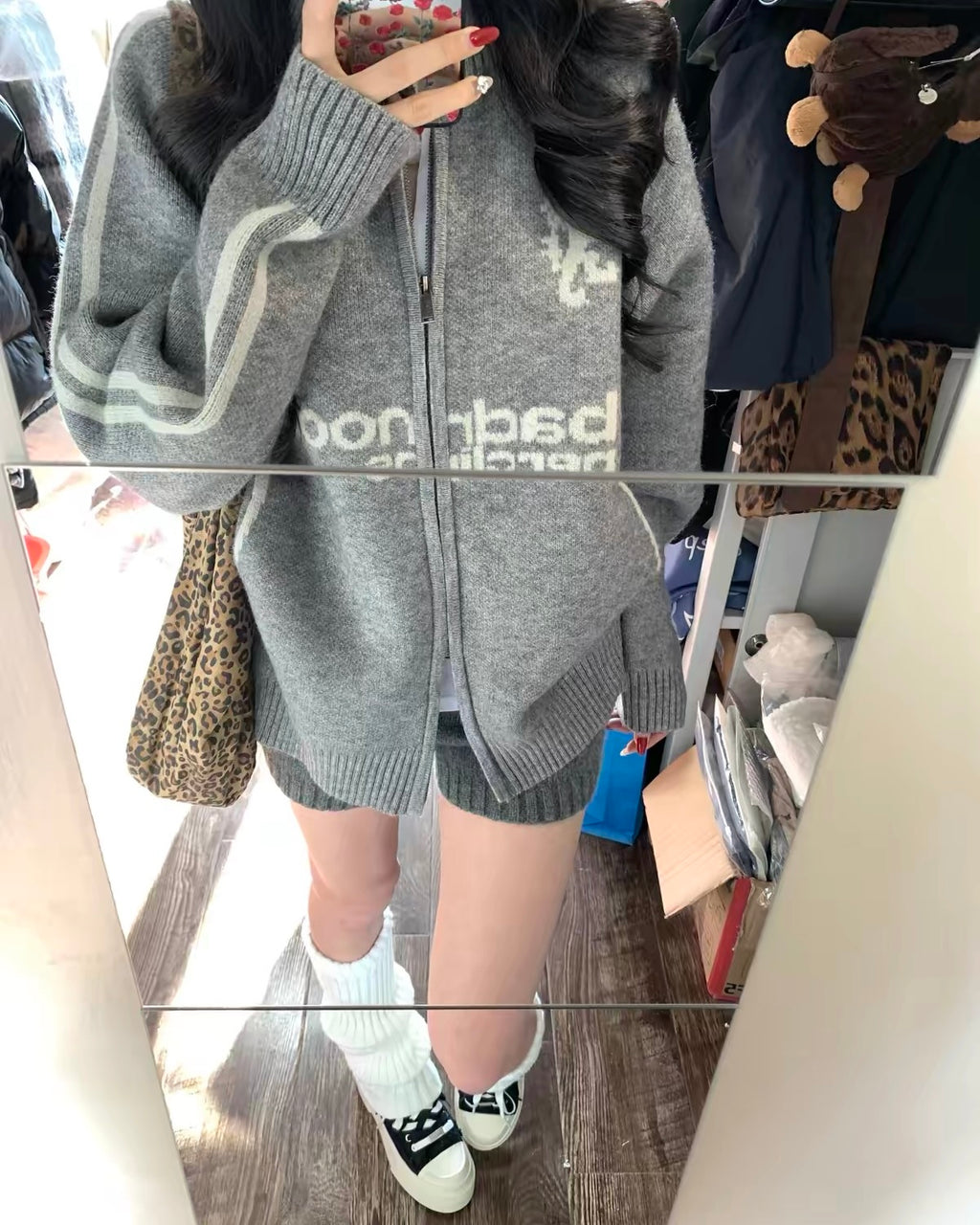 Oversized Knit Zip-Up Cardigan