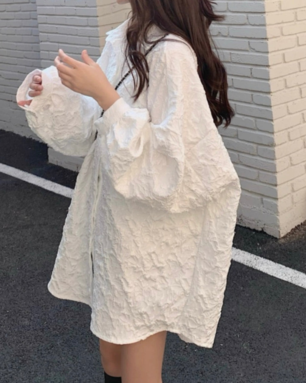 Textured Oversized Shirt Dress