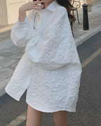 Textured Oversized Shirt Dress