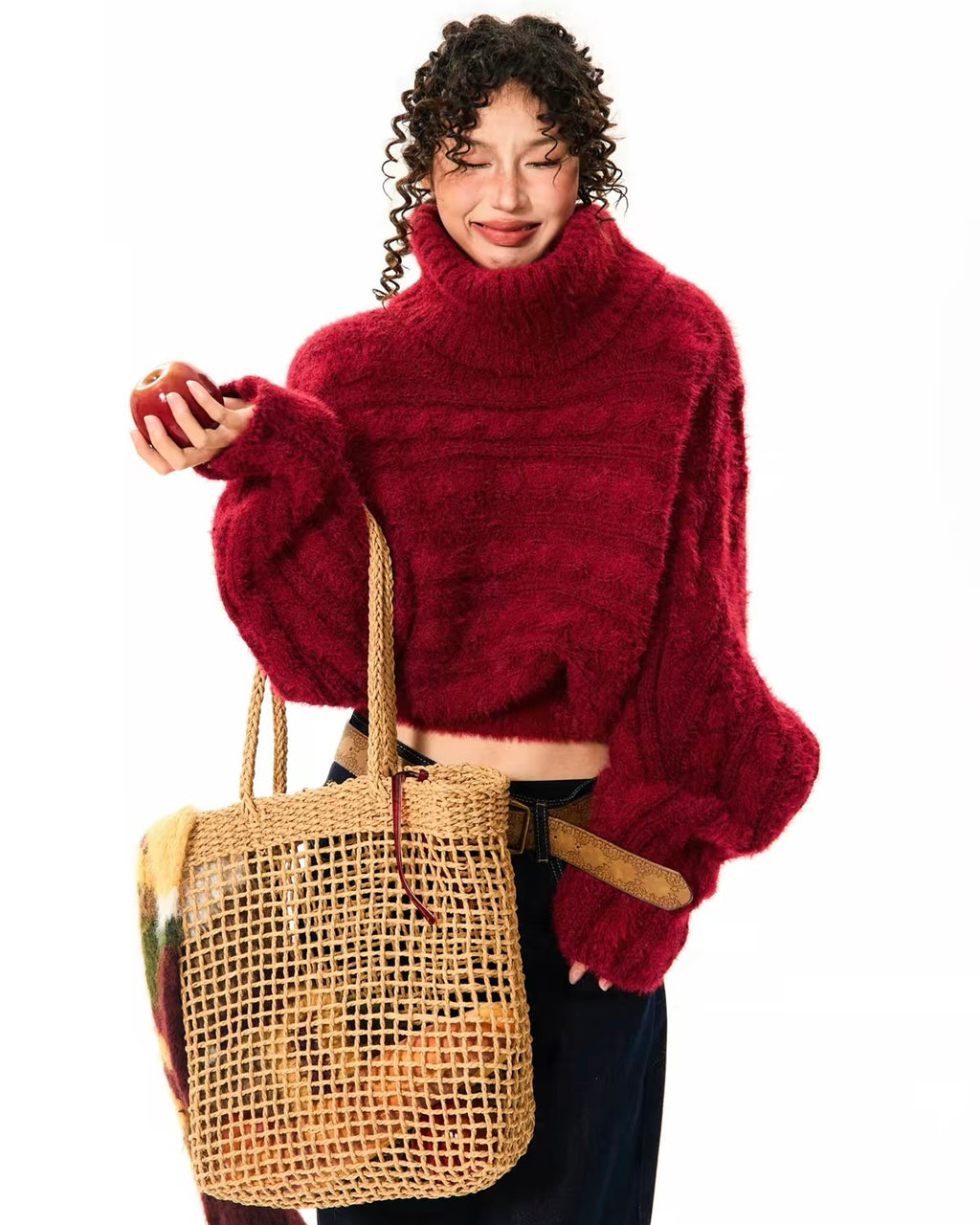 Off-Shoulder Fuzzy Knit Sweater