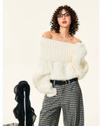 Off-Shoulder Fuzzy Knit Sweater