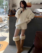 Cable Knit Sweater &amp; Shorts Set