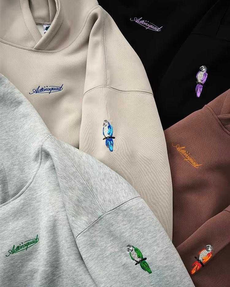 Parrot Embroidered Oversized Hoodie