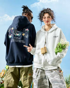 Floral Embroidered Oversize Zip Hoodie