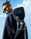 Floral Embroidered Oversize Zip Hoodie