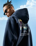 Floral Embroidered Oversize Zip Hoodie