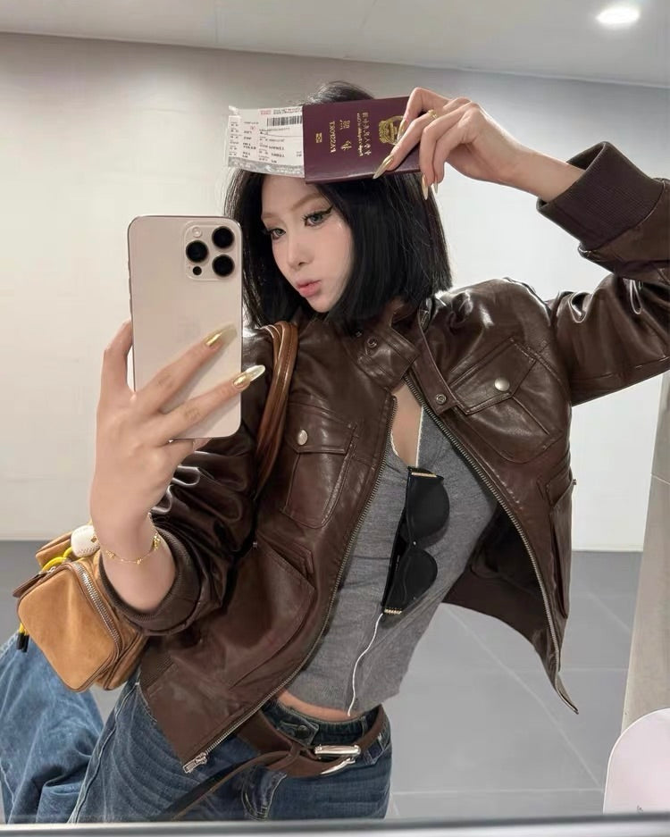 Retro Brown Leather Jacket 🤎