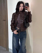Retro Brown Leather Jacket 🤎