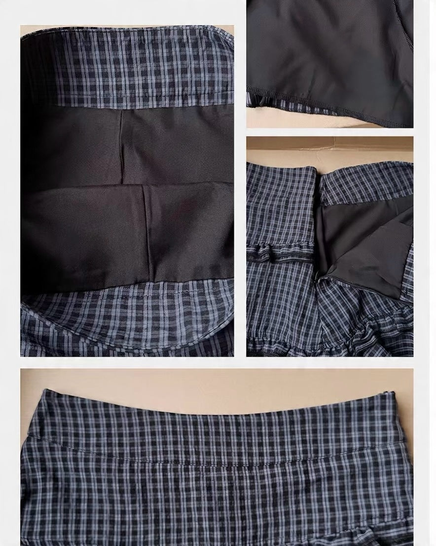 Checkered Layered Mini Skirt 🤍