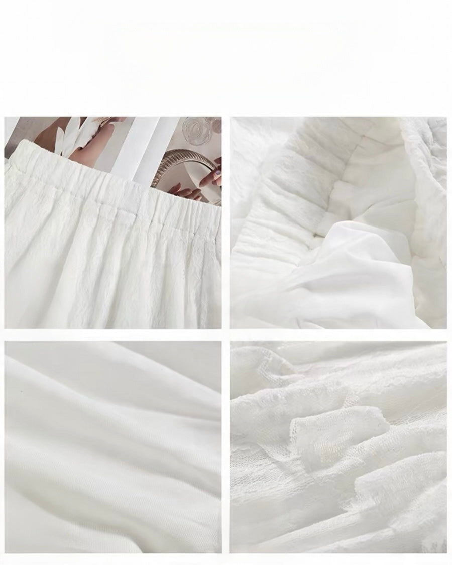 White Lace Layered Maxi Skirt