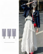 White Lace Layered Maxi Skirt