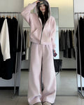 Fleece Hoodie & Wide-Leg Pants Set