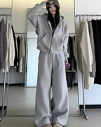 Fleece Hoodie & Wide-Leg Pants Set