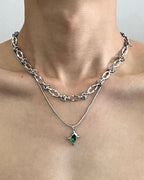 Emerald Layered Necklace Set