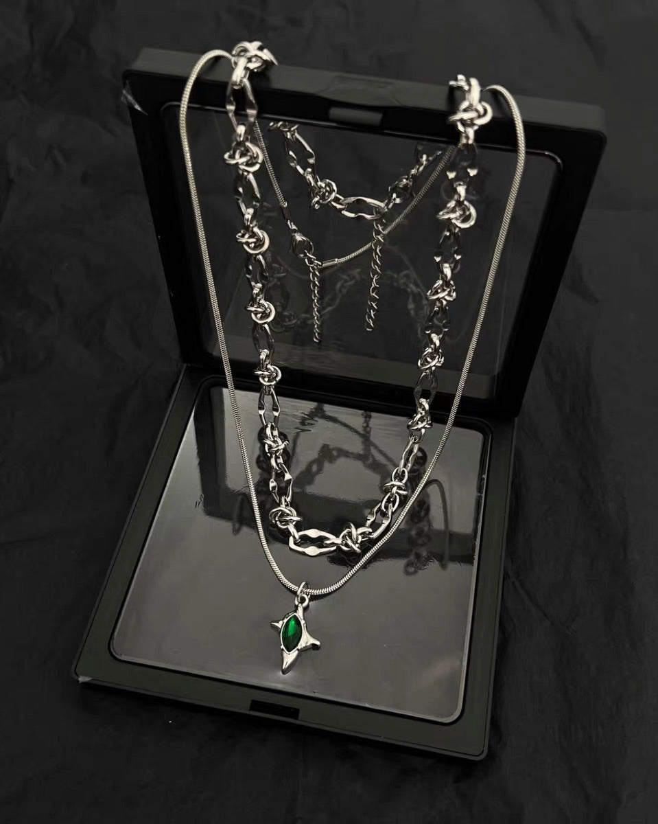 Emerald Layered Necklace Set