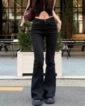Black Pinstripe Flare Jeans
