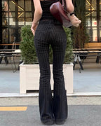 Black Pinstripe Flare Jeans