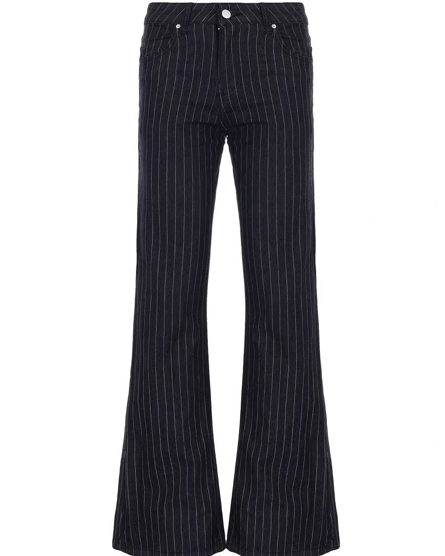 Black Pinstripe Flare Jeans