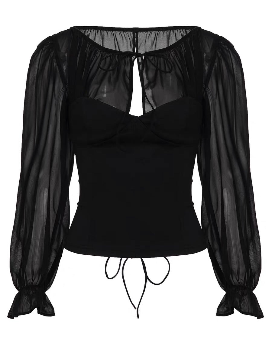 Sheer Sleeve Corset Top