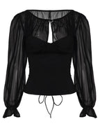 Sheer Sleeve Corset Top