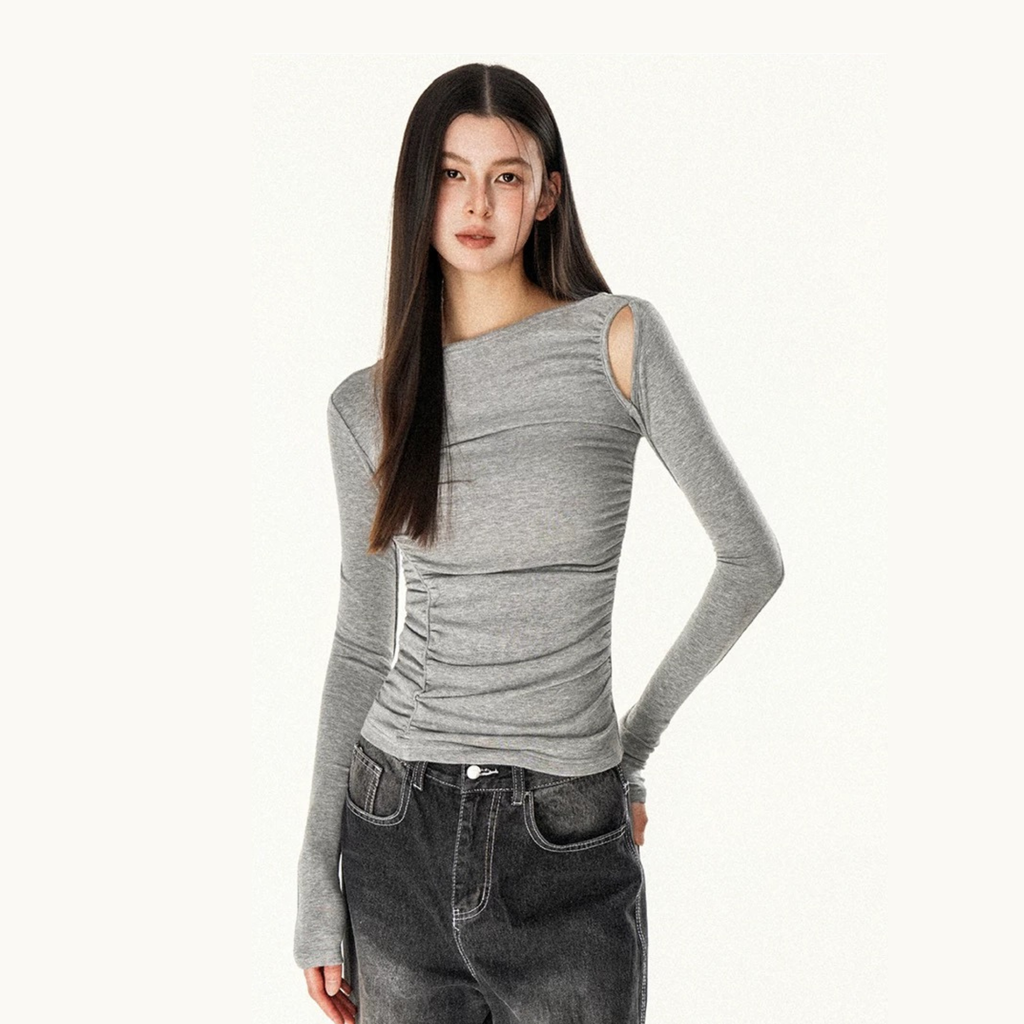 Мөр ил гарсан загвартай бариу урт ханцуйтай цамц