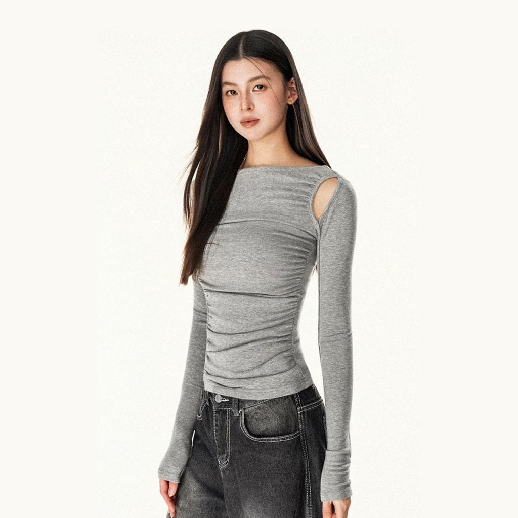 Мөр ил гарсан загвартай бариу урт ханцуйтай цамц