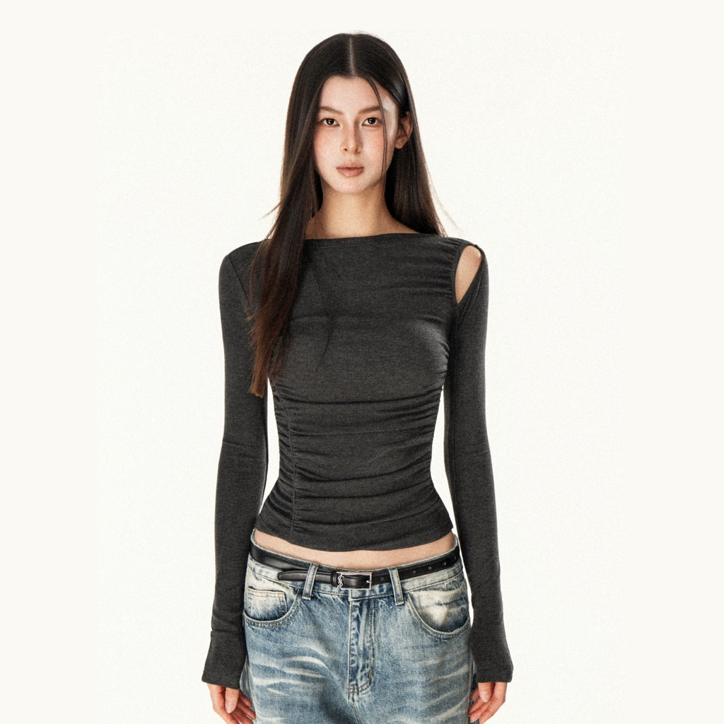 Мөр ил гарсан загвартай бариу урт ханцуйтай цамц