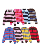 Striped Collared Knit Sweater