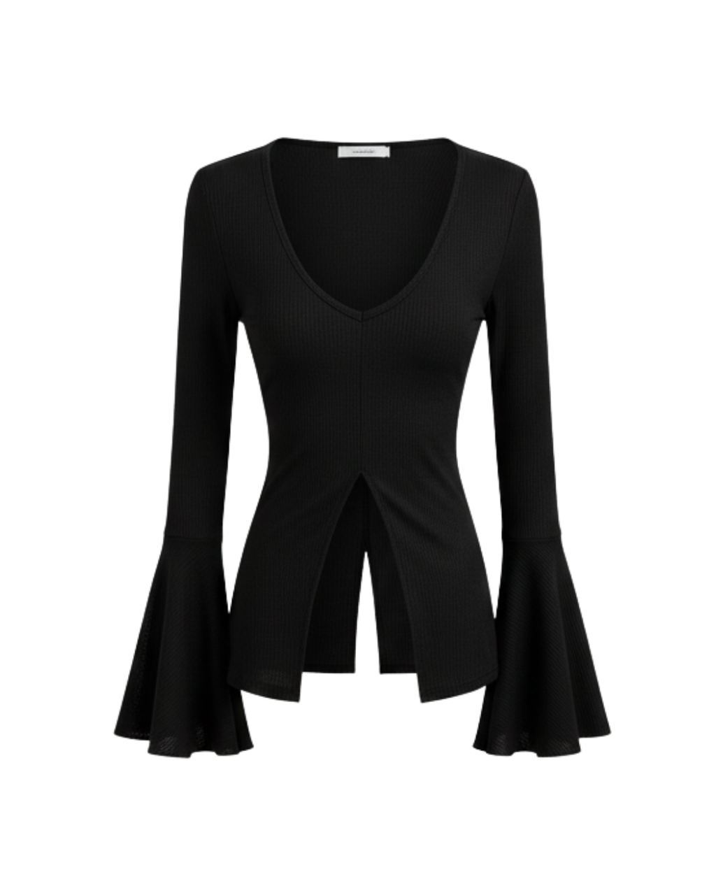 Deep V-Neck Flared Sleeve Top