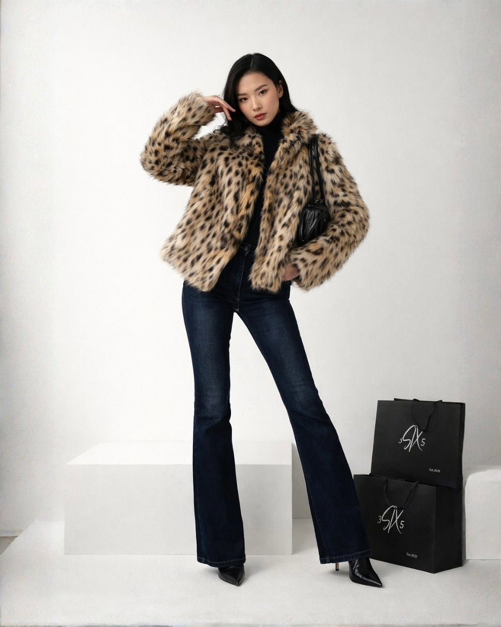 Leopard Print Faux Fur Jacket