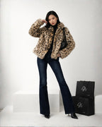 Leopard Print Faux Fur Jacket