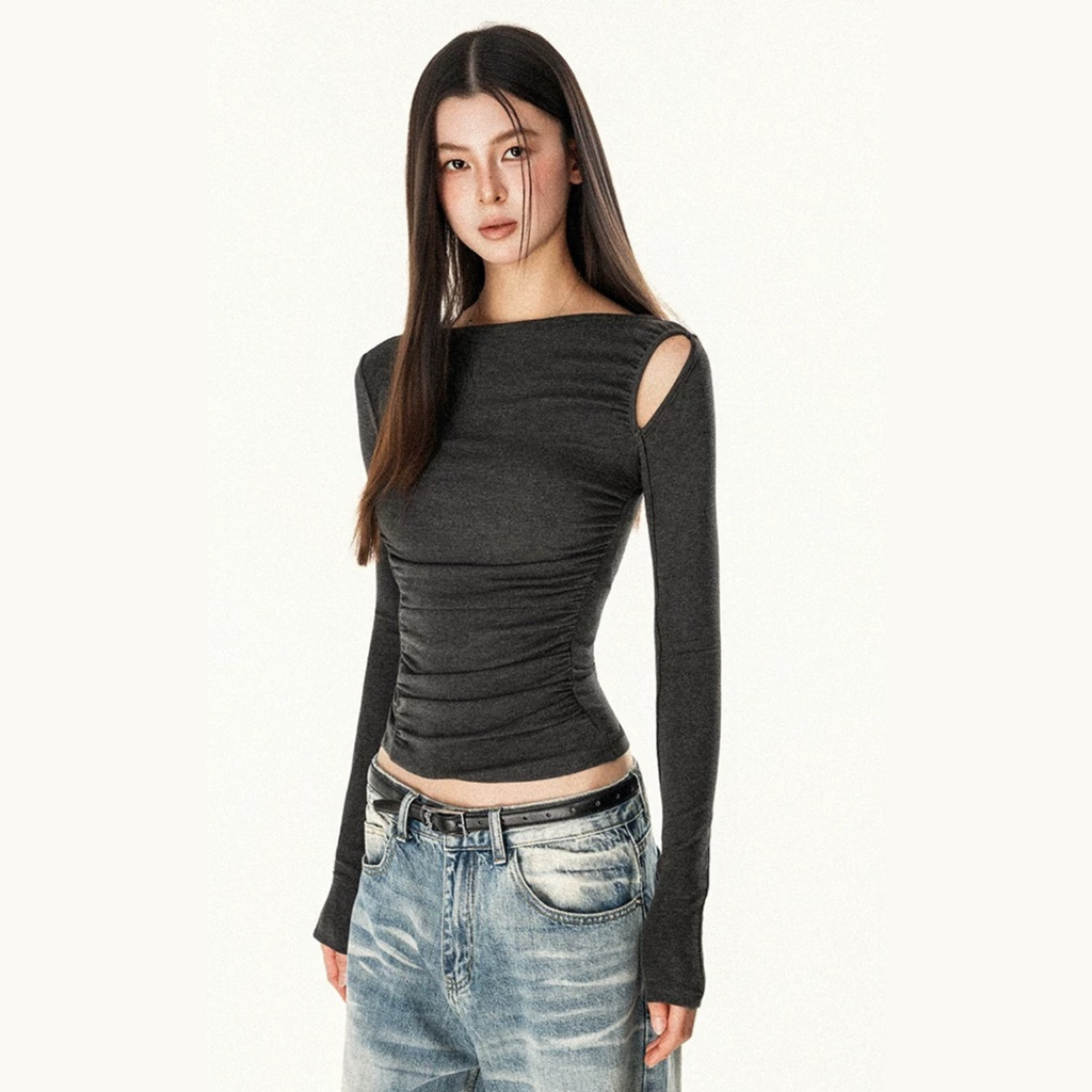 Мөр ил гарсан загвартай бариу урт ханцуйтай цамц