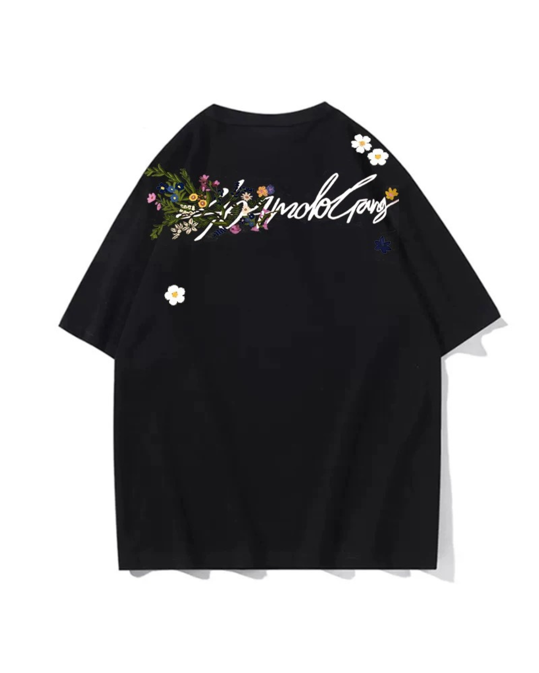 Floral Script Back Print Oversized T-Shirt