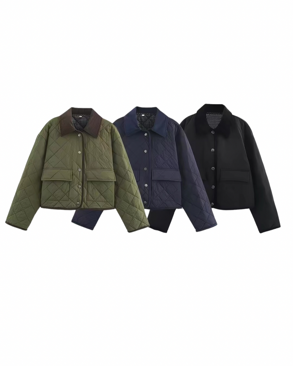 Corduroy Collar Quilted Jacket
