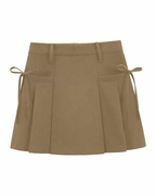 Side-Tie Pleated Mini Skirt