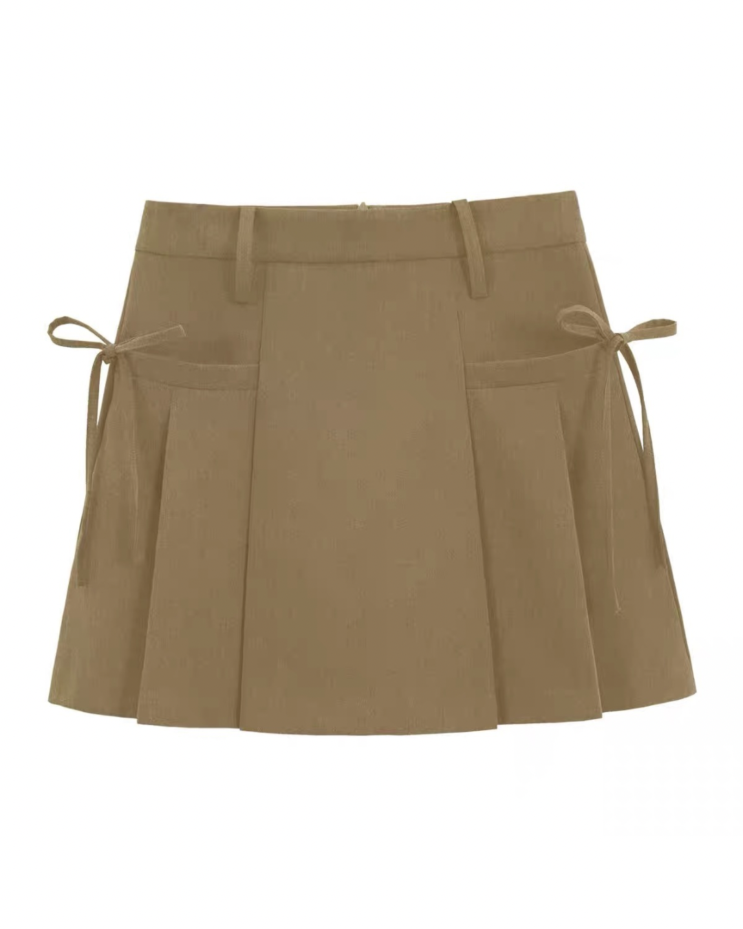 Side-Tie Pleated Mini Skirt