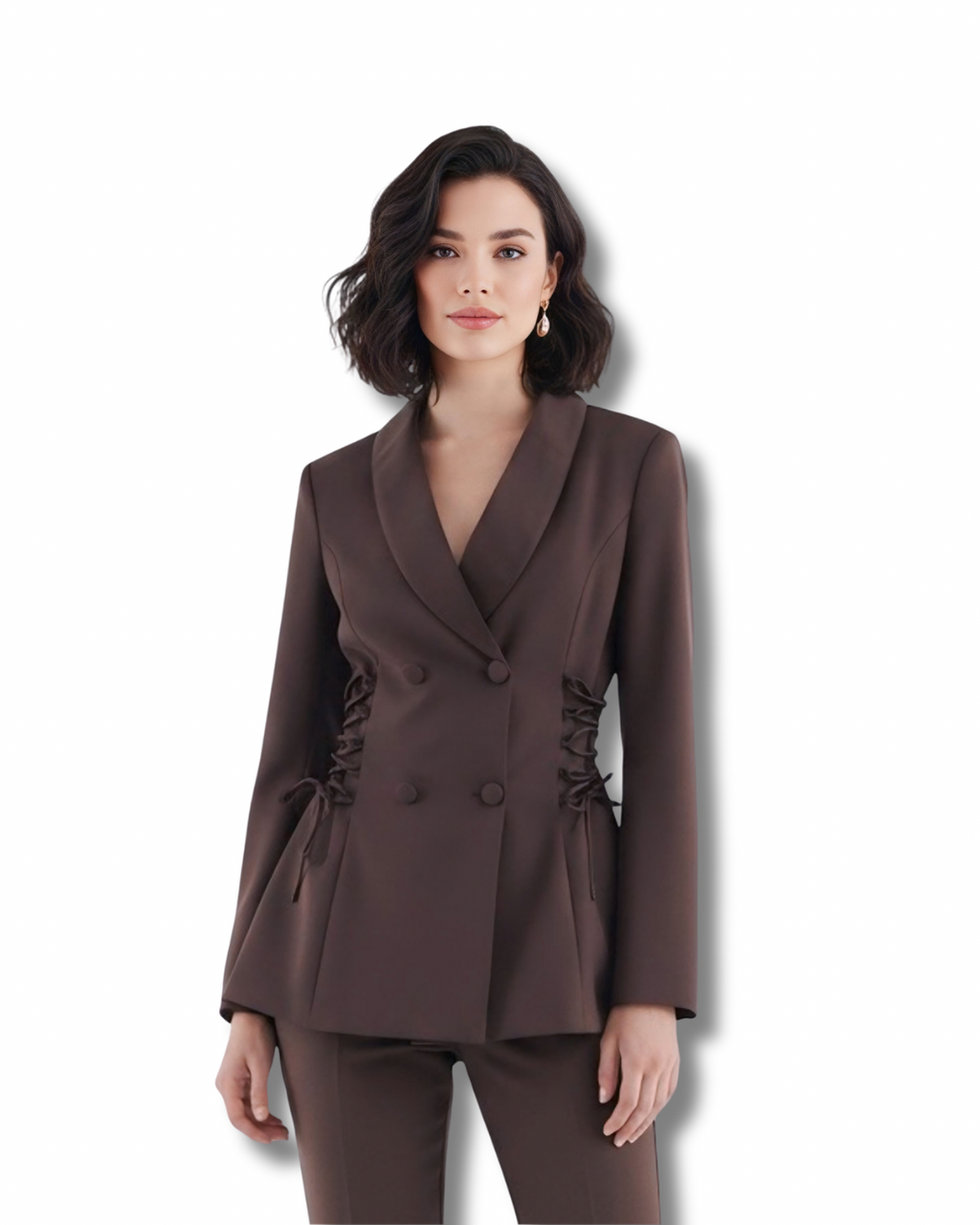 Lace-Up Waist Tailored Blazer