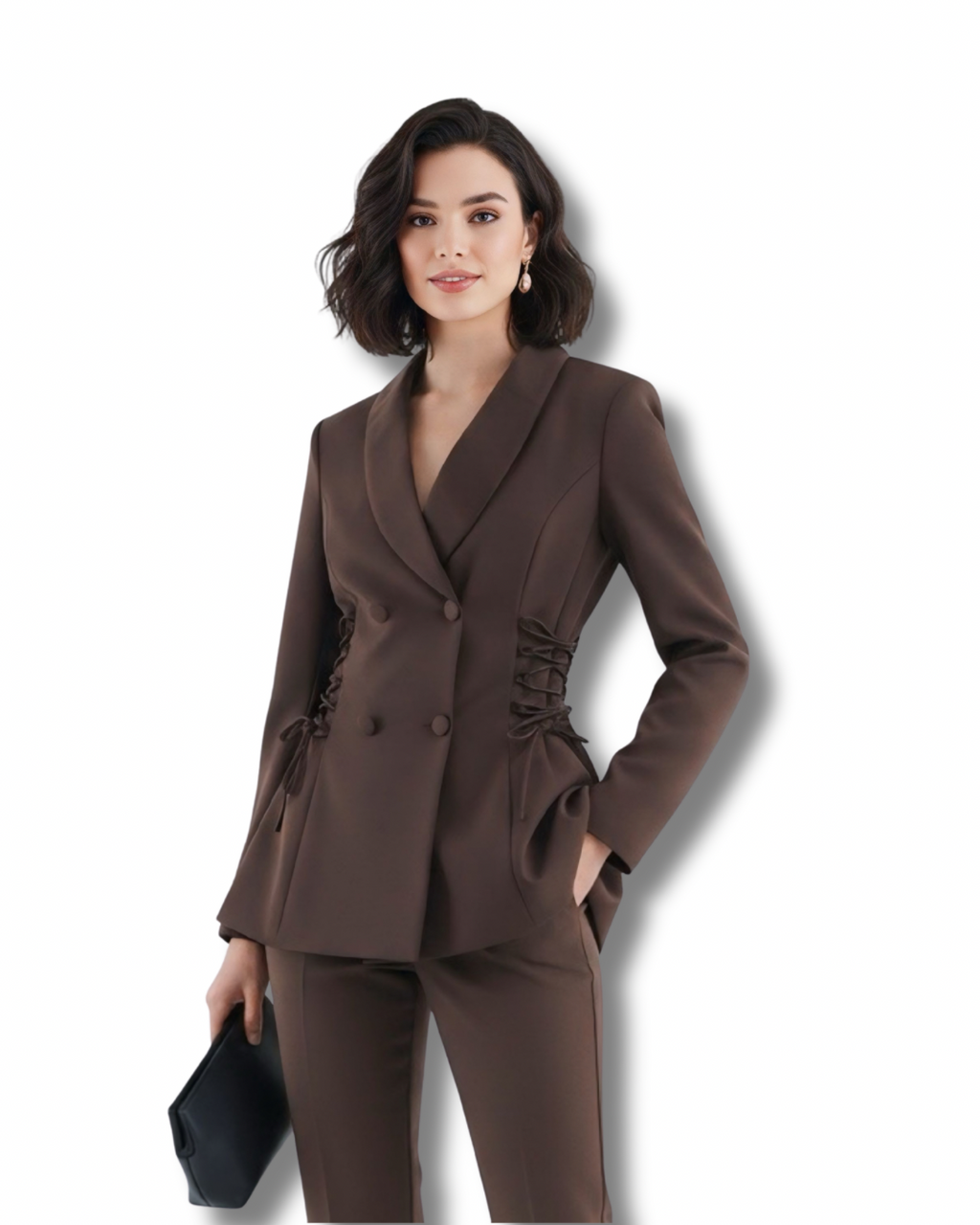 Lace-Up Waist Tailored Blazer