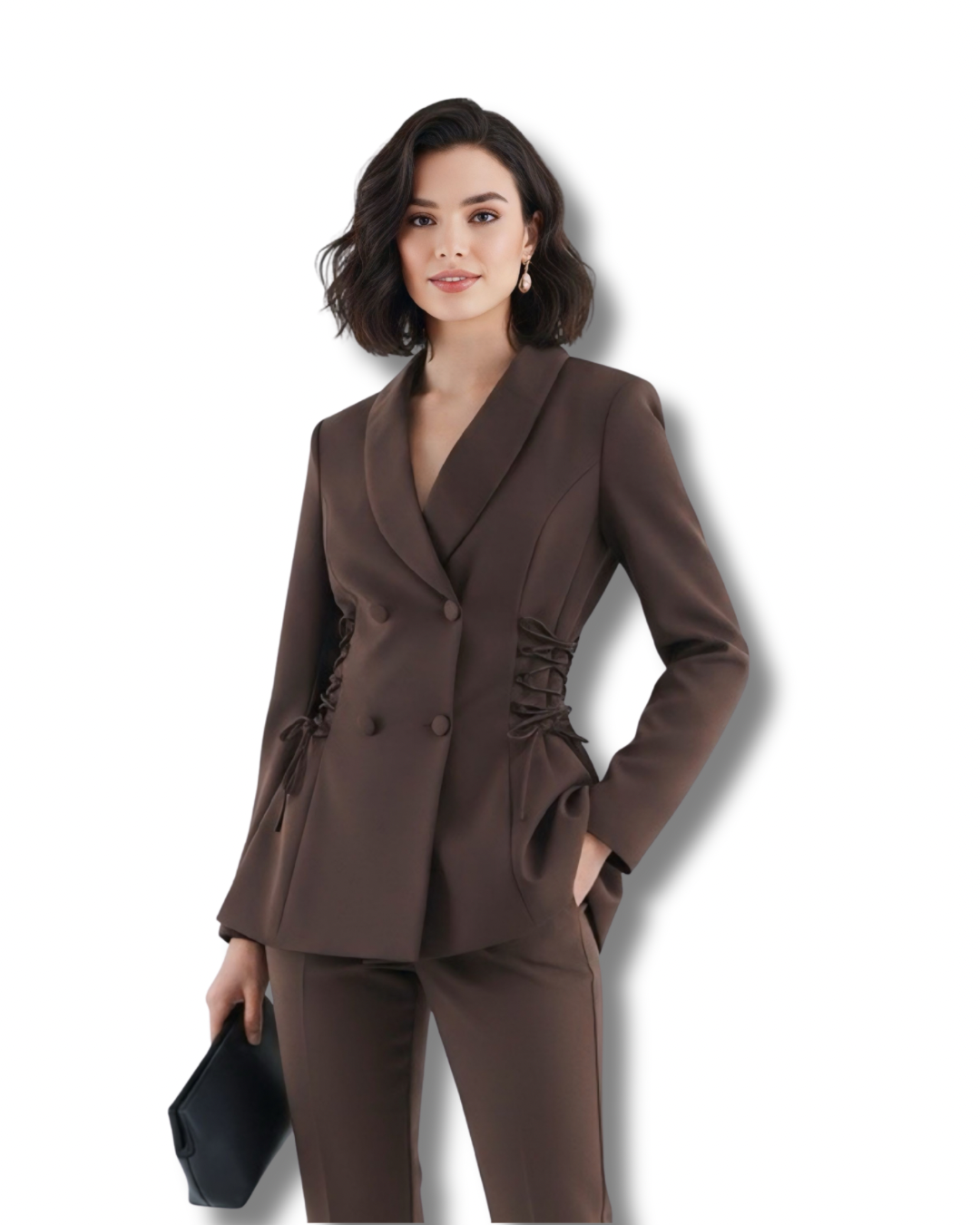 Lace-Up Waist Tailored Blazer