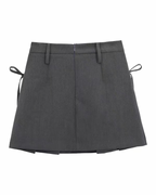 Side-Tie Pleated Mini Skirt