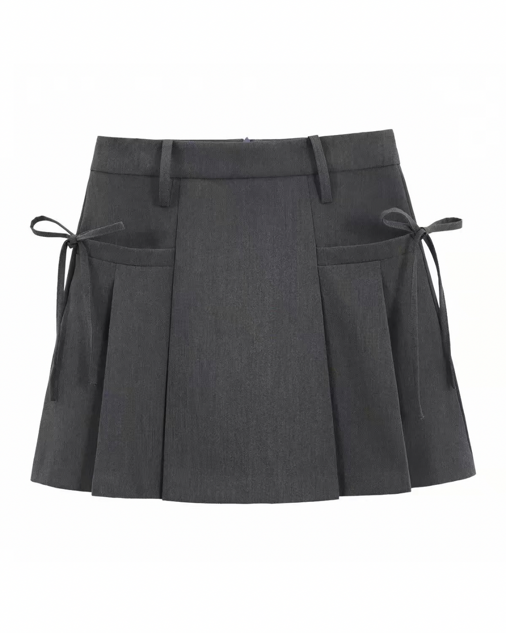 Side-Tie Pleated Mini Skirt
