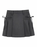 Side-Tie Pleated Mini Skirt